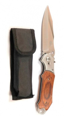 Нож складной Stainless большой дерево в чехле