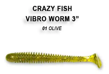Приманка силиконовая Crazy Fish Vibro Worm 3" 7,5см (11-75-1-6)