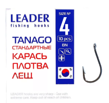 Крючок одинарный Leader Tanago BN (№4)
