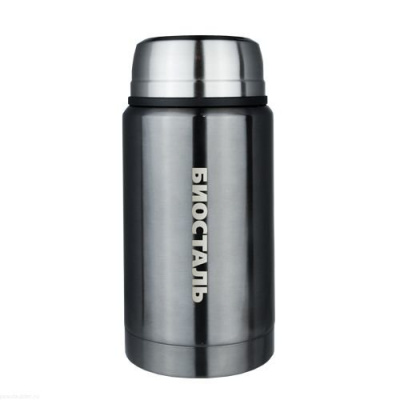 Термос Biostal, 0,75л (NTS-750V), c широким горлом, суповой с ложкой, вороненая сталь¶