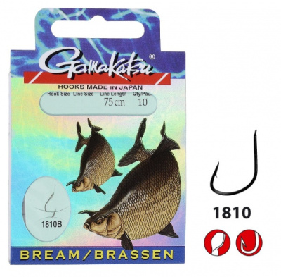 Крючок + поводок Gamakatsu BKS-1810B, 0.16mm, №10, (10шт) Крючок + поводок Gamakatsu BKS-1810B, 0.16mm, №10, (10шт)