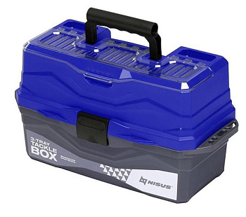 Ящик для снастей NisusTackle Box трехполочный (Синий)