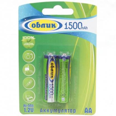 Батарейка акк. Облик Ni-Mh AA-1500mAh BL2