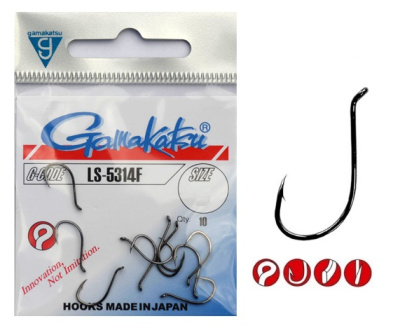 Крючки Gamakatsu Hook LS-5314F, Black,1/0, (6шт) 