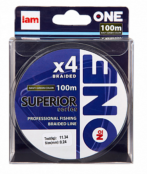 Плетеный шнур Iam №One Superior X4 100м Navy-green (0.24мм)