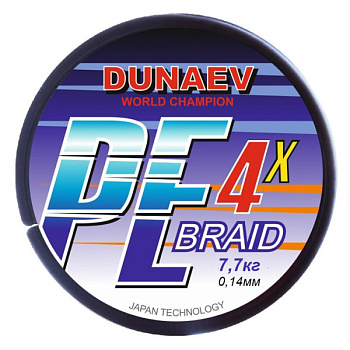 Плетеный шнур Dunaev Braid PE X4 Ярко-зеленый 150м (0.14мм)