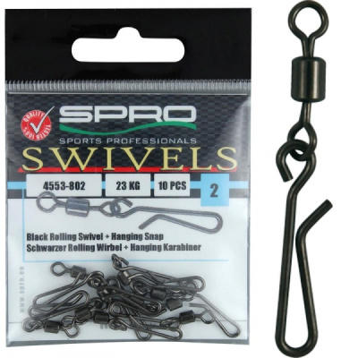 Вертлюг Spro Rolling Swivel Hanging Snap бочонок с застежкой №2 Вертлюг Spro Rolling Swivel Hanging Snap бочонок с застежкой №2