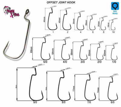 Крючок офсетный Crazy Fish Offset Joint Hook OJH-1/0 (8шт)¶