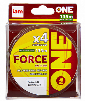 Плетеный шнур Iam №One Force X4 135м Bright-green (0.14мм)