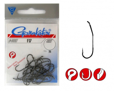 Крючки Gamakatsu Hook F17, №8, (25шт) Крючки Gamakatsu Hook F17, №8, (25шт)