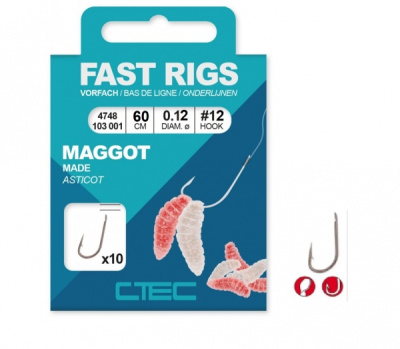 Крючок + поводок Spro C-tec Maggot, 60cm, 0.12mm, №12 (10шт) Крючок + поводок Spro C-tec Maggot, 60cm, 0.12mm, №12 (10шт)