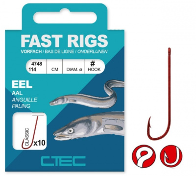 Крючок + поводок Spro C-Tec Eel Classic Baitholder, 60cm, 0.20mm, №8 (10шт)