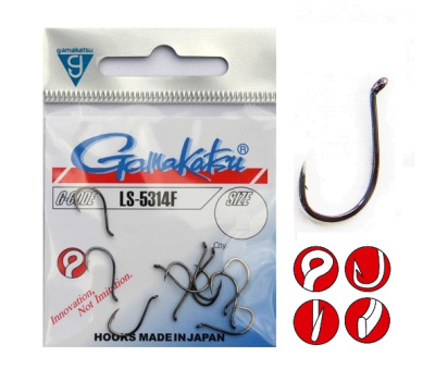 Крючки Gamakatsu Hook LS-5314F, Black, №1, (8шт) Крючки Gamakatsu Hook LS-5314F, Black, №1, (8шт)