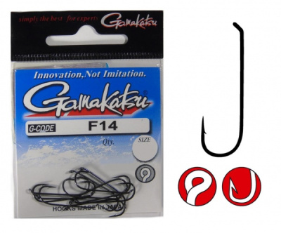 Крючки Gamakatsu F14 N/L, №10, (14шт) Крючки Gamakatsu F14 N/L, №10, (14шт)