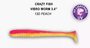Приманка силиконовая Crazy Fish Vibro Worm 3.4" 8,5см (13-85-13d-6)