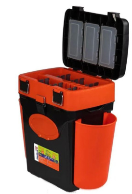 Ящик зимний Helios FishBox двухсекционный оранжевый с двумя стаканами 10л