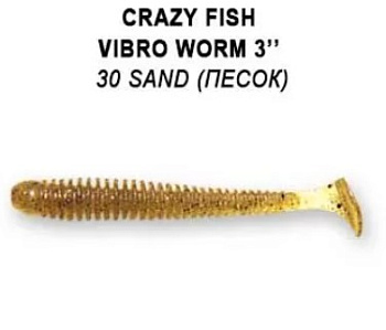 Приманка силиконовая Crazy Fish Vibro Worm 3" 7,5см (11-75-30-6)