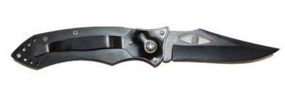 Нож складной Stainless черный с черным лезвием в чехле