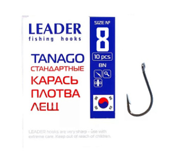Крючок одинарный Leader Tanago BN (№8)