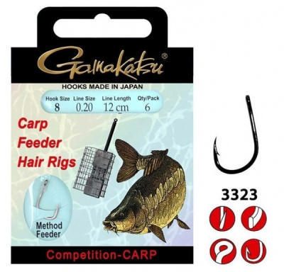 Крючок + поводок Gamakatsu BKS-3323B, Feeder Hair Rigs, 40cm, №10