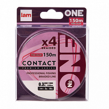 Плетеный шнур Iam №One Contact X4 150м Pink (0.3PE, 0.090мм)
