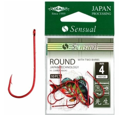 Крючки Mikado Sensual Round With Barbs, №4 Red (10шт) Крючки Mikado Sensual Round With Barbs, №4 Red (10шт)