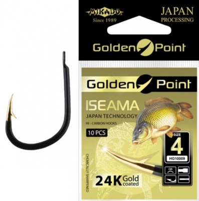 Крючок одинарный Mikado Golden Point Chinu W/Ring GB №8
