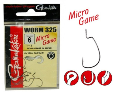 Крючок офсетный Gamakatsu Worm325 Micro Game №6