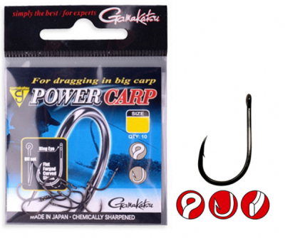 Крючок одинарный Gamakatsu Power Carp Ring Eye NSB №12 Крючок одинарный Gamakatsu Power Carp Ring Eye NSB №12
