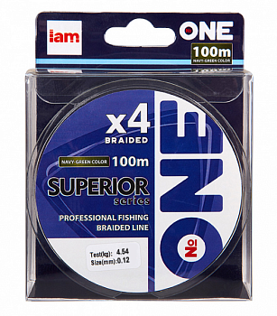 Плетеный шнур Iam №One Superior X4 100м Navy-green (0.12мм)