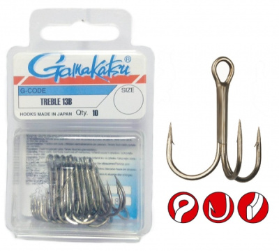 Тройник Gamakatsu 13B, №4, (10шт) Тройник Gamakatsu 13B, №4, (10шт)