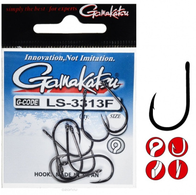 Крючки Gamakatsu LS-3313F, №2, Ring Eye Serie, (6шт) Крючки Gamakatsu LS-3313F, №2, Ring Eye Serie, (6шт)