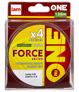 Плетеный шнур Iam №One Force X4 135м Bright-green (0.16мм)