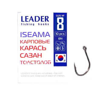 Крючок одинарный Leader Iseama BN (№8, (10 шт/уп))