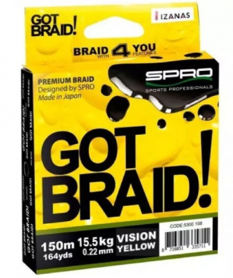 Плетеный шнур Spro Got Braid 0.22мм 150м Yellow