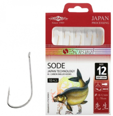 Крючок + поводок Mikado Sensual Sode, №12 NI, 0.12мм/70см¶ Крючок + поводок Mikado Sensual Sode, №12 NI, 0.12мм/70см¶