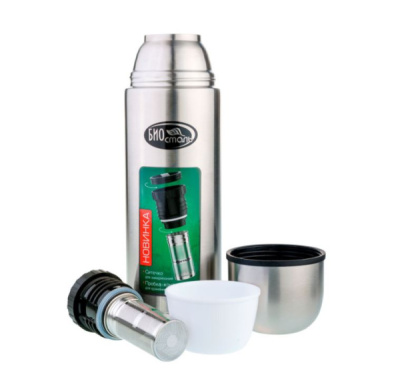 Термос Biostal-Охота 1,0л c узким горлом и пробкой с ситечком (1)