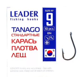 Крючок одинарный Leader Tanago BN (№9)