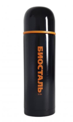 Термос Biostal-Спорт 1,0л c узким горлом и дополнительной чашкой черный
