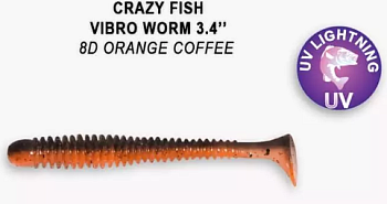 Приманка силиконовая Crazy Fish Vibro Worm 3.4" 8,5см (13-85-8d-6)