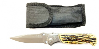 Нож складной Stainless средний кость в чехле