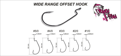 Крючок офсетный Crazy Fish Wide Range Offset Hook №4/0 