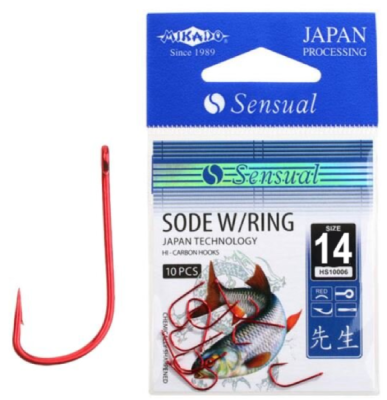 Крючок одинарный Mikado Sensual Sode W/Ring Red №14