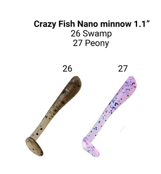 Приманка силиконовая Crazy Fish Nano Minnow 1.1" 2,7см (68-27-26/27-6 )