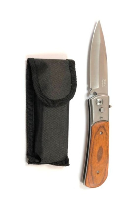 Нож складной Stainless средний дерево в чехле