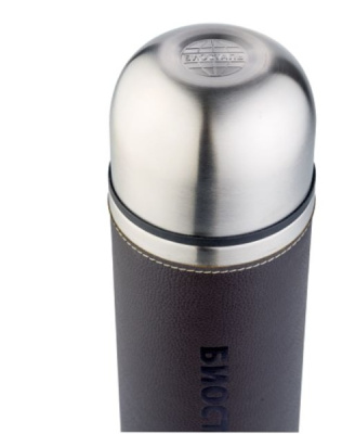 Термос Biostal-Охота 1,0л c узким горлом с кожаной вставкой (1)