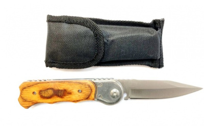 Нож складной Stainless средний дерево в чехле