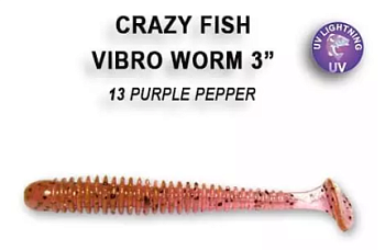 Приманка силиконовая Crazy Fish Vibro Worm 3" 7,5см (11-75-13-1)