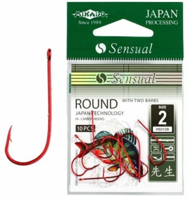 Крючки Mikado Sensual Round With Barbs, №2 RED (10шт) Крючки Mikado Sensual Round With Barbs, №2 RED (10шт)