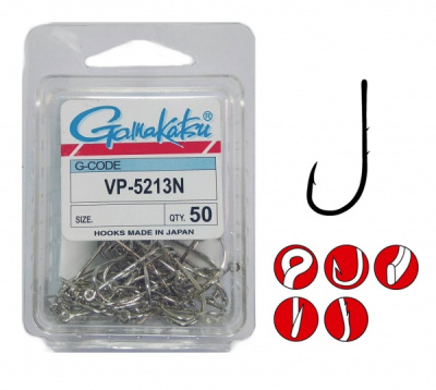 Крючки Gamakatsu VP-5213N, №1/0, (50шт) Крючки Gamakatsu VP-5213N, №1/0, (50шт)
